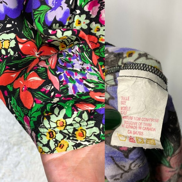 Vintage 90s floral coord two-piece shorts playset outfit red black small medium - Picture 6 of 6